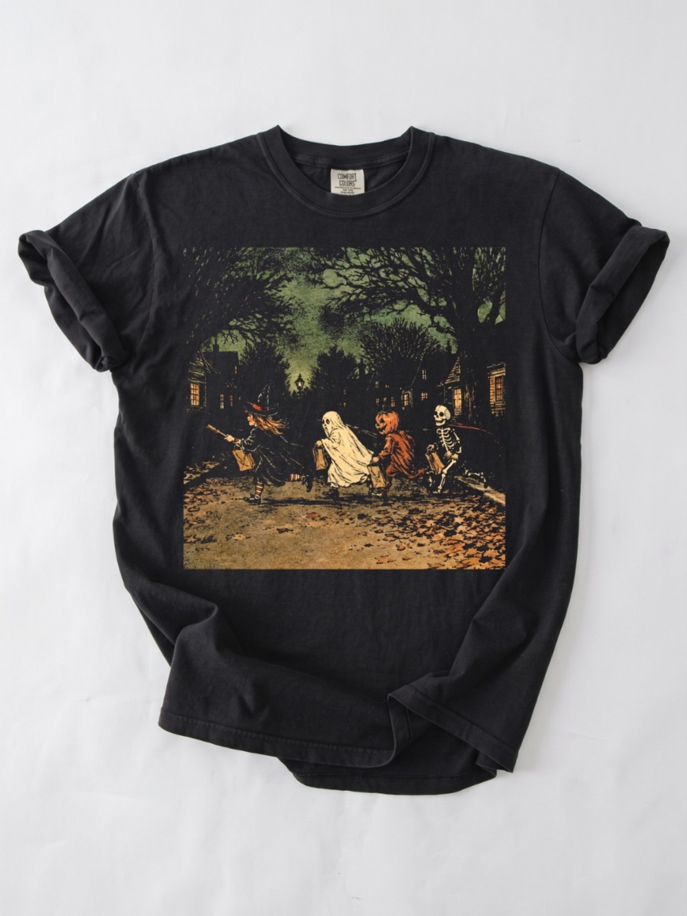 Comfort Colors Black Vintage Halloween Graphic Tee, Spooky Fall T-Shirt